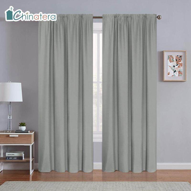 Rèm Vải Lanh Chinatera, 1 Tấm Phong Cách Bắc Âu, Xám, Hiện Đại, Màu Trơn, Làm Mờ Vải, Chắn Sáng, Dùng Cho Phòng Khách, Phòng Ngủ