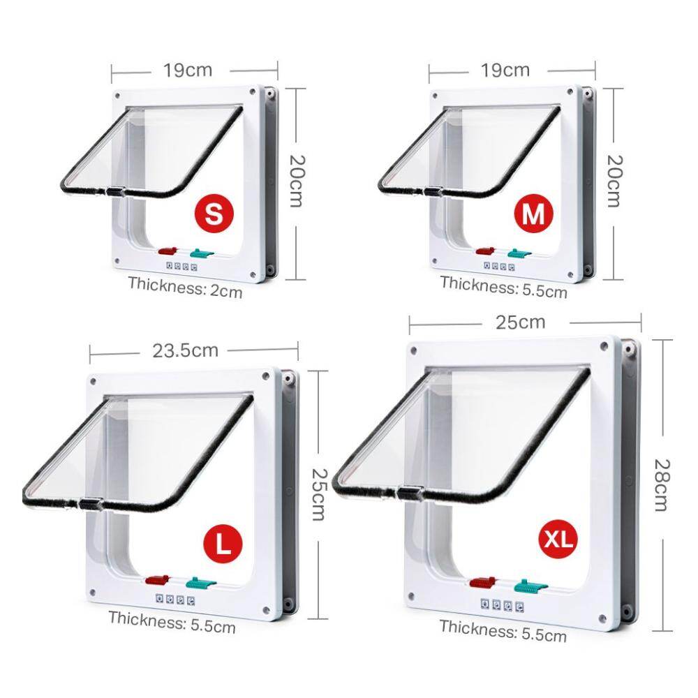 DFSID Simple Design Smart With Security Lock ABS Material 4 Ways In and Out Freely Cat Door Flap Door Pet Supplies Dog Gates