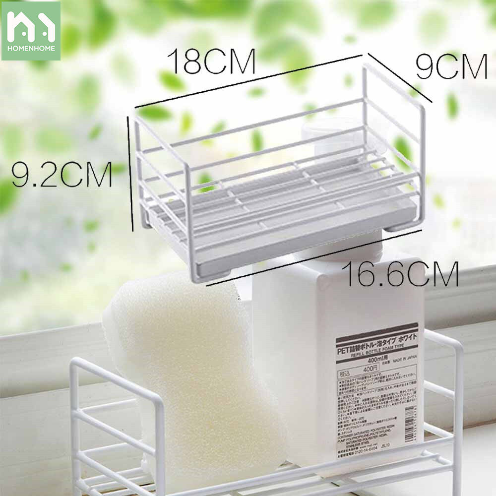 Homenhome Sink Racks wth Tray Tableware Sponge Drain Rack Kitchen Storage Rack