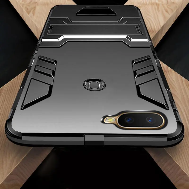 For OPPO A7 / A5s / AX7 Case, Shockproof Hybrid Armor Case Hard Plastic + Soft Silicone Stand Design Mobile Phone Casing Back Cover