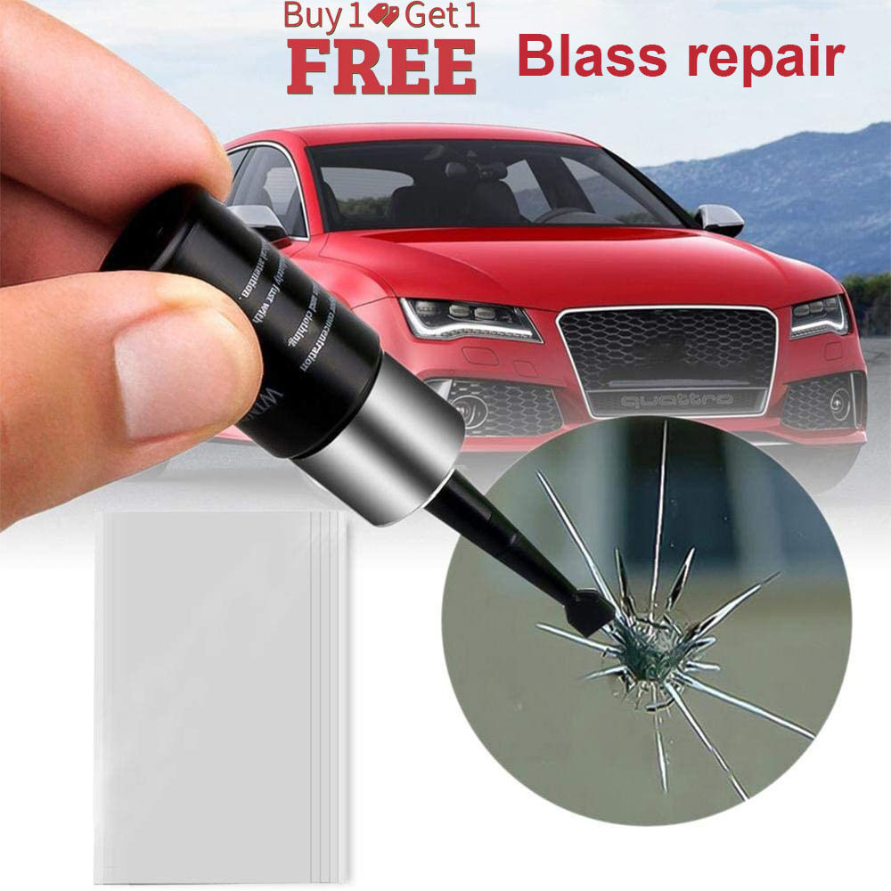 【ซื้อ 1 แถม 1 ฟรี】Moaoto Car Windshield Nano Repair Kit, DIYชุดซ่อมกระจกรถยนต์แก้ไขด่วนสำหรับแก้ไขกระจกรถยนต์แก้วชิป/รอยแตก/รอยขีดข่วน/Nicks/ครึ่งดวงจันทร์/บูลส์-ตา/รูปดาว