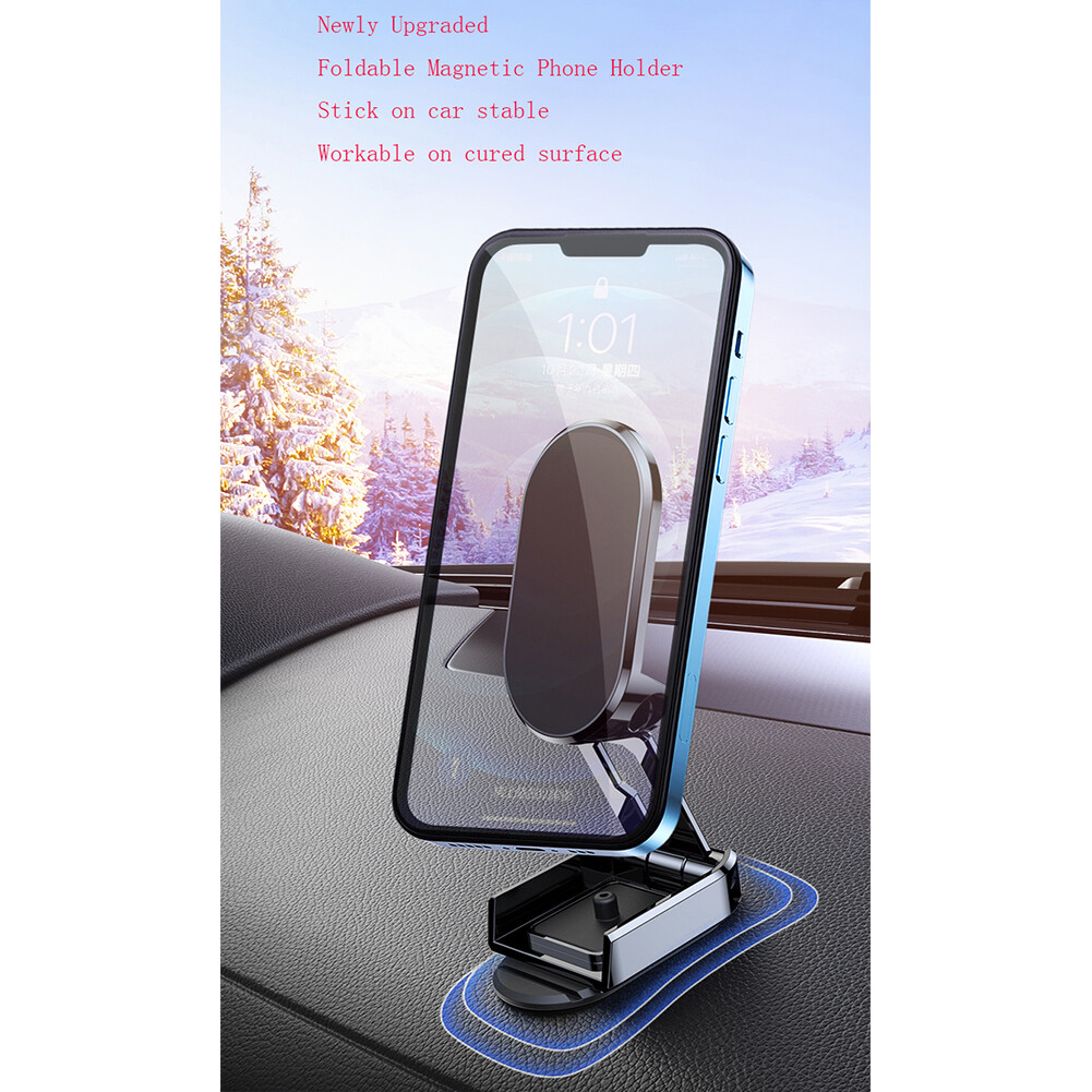 Folding Car Mobile Phone Bracket Base Strong Magnetic Suction 360 Degree Rotating Adjustable Height Air Outlet Navigation Holder