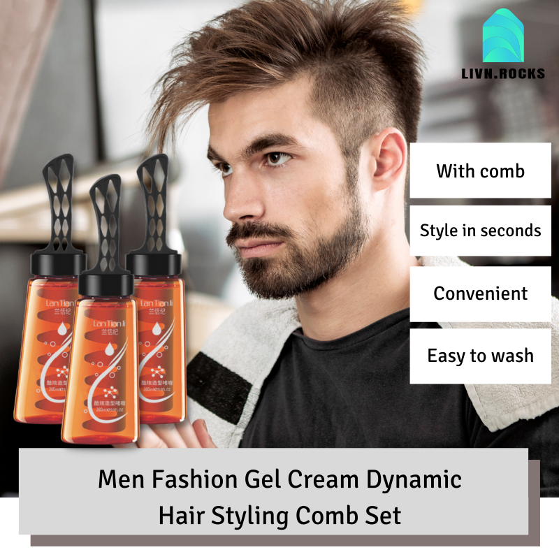 Men Fashion Styling Hair Gel Comb Stylist Set, Gel Rambut Gaya Pomade Hair  Cream | Lazada