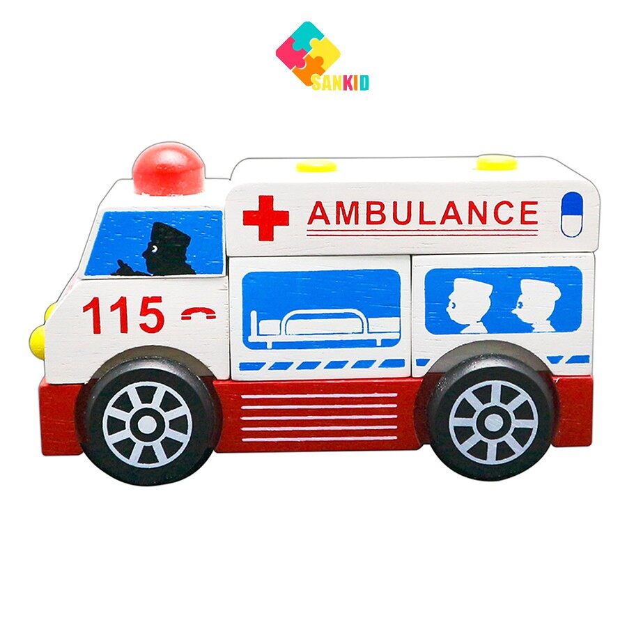 [Hoàn Tiền 10%]Lắp ráp xe cứu thương - Đồ chơi gỗ Winwintoys