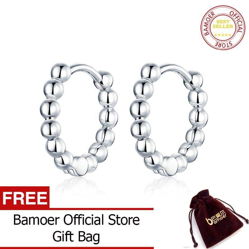 bamoer Simple Minimalist Ear Hoops 925 Sterling Silver Allergy Free Women Hoop Earrings Fashion Jewelry Mode Bijoux 12MM SCE807