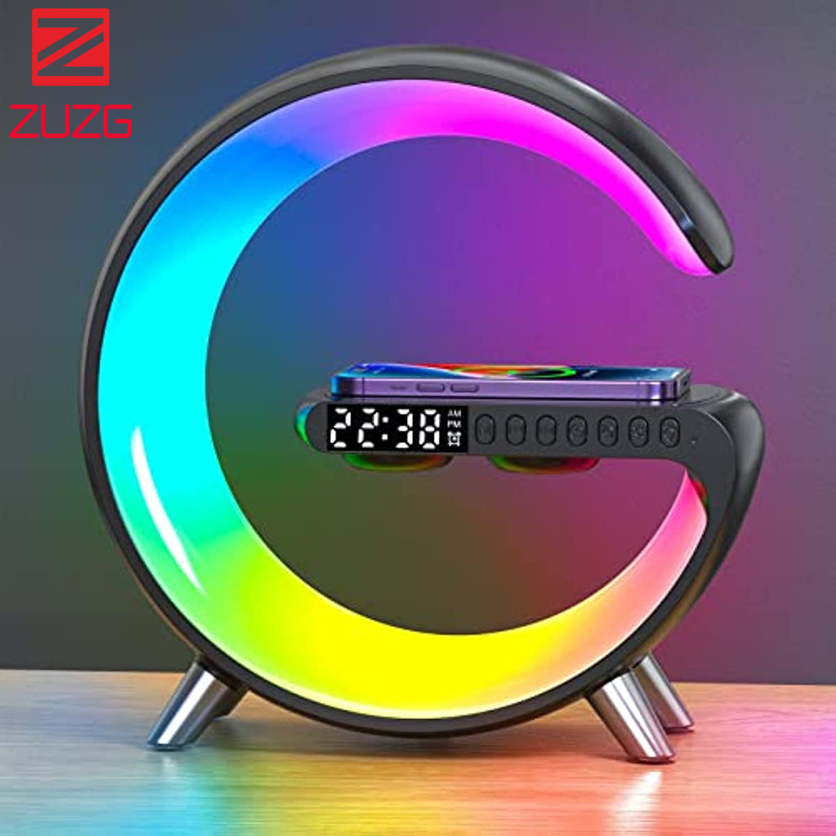 ZUZG Bộ Sạc Không Dây Đa Năng 4 Trong 1 Đèn Tạo Không Khí Loa Bluetooth