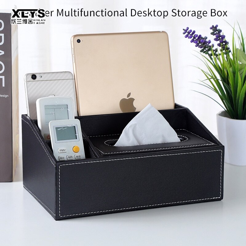 XINLANYASHE multipurpose storage box Multi-sided opening boxes, storage boxes, storage boxes, tissue boxes Multipurpose tissue box, leather drawer box
