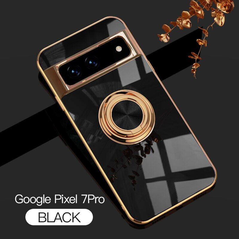 Luxury 6D Electroplate Plated Ring Case for Google Pixel Fold/Google Pixel 9 8 7 /Google Pixel 7A 6A 5A/Google Pixel 7Pro 8Pro 9Pro XL Car Phone Holder Cover