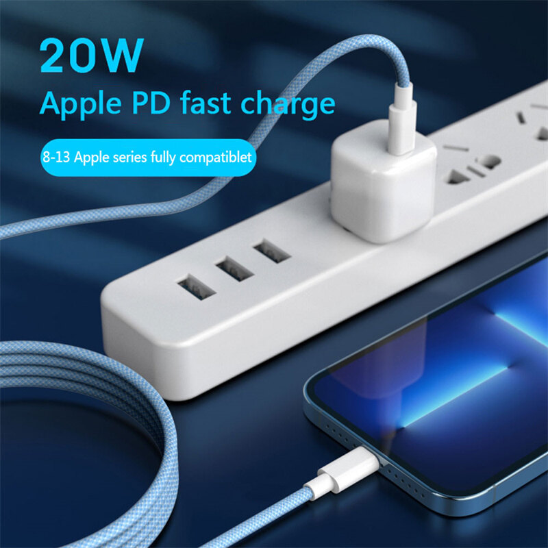 Cáp Sạc Nhanh PD 20W Tương Thích Với IPhone Cáp Sạc Type C Đến 8 Chân Tương Thích Với IPhone 13 Pro Max Dây Dữ Liệu USB C 1M