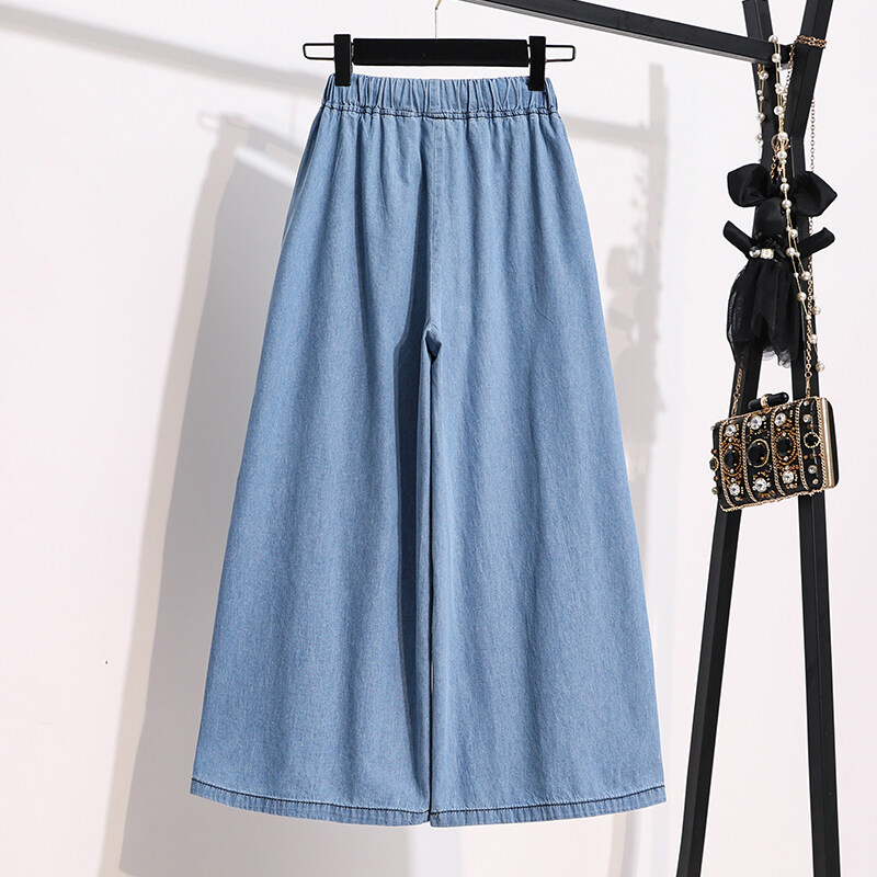 Cỡ lỡn Thắt lưng co giãn thường nhật mỏng mùa hè 7 điểm denim quần jean cắt gấu quần lửng cho phụ nữ S M L XL XL XL XXL XXL 4XL 5XL