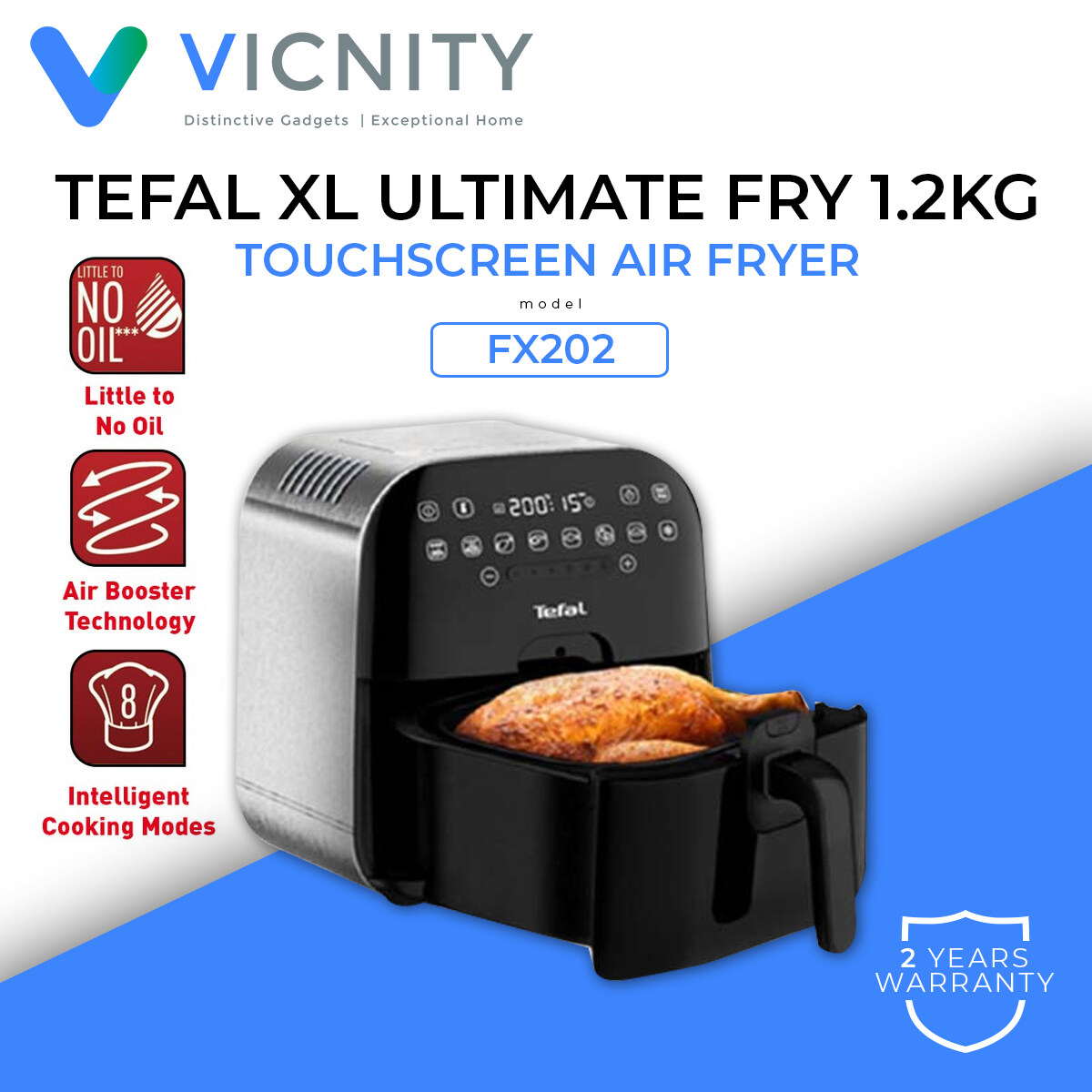 Tefal Ultimate XL Fry 1.2KG (FX202) Touchscreen Air Fryer Lazada