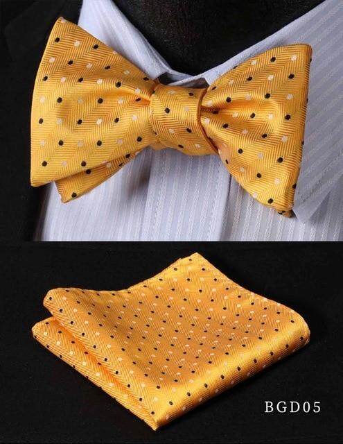 New Men Solid Plain Tan Gold Butterfly Bow tie And Handkerchief Set Wedding Prom