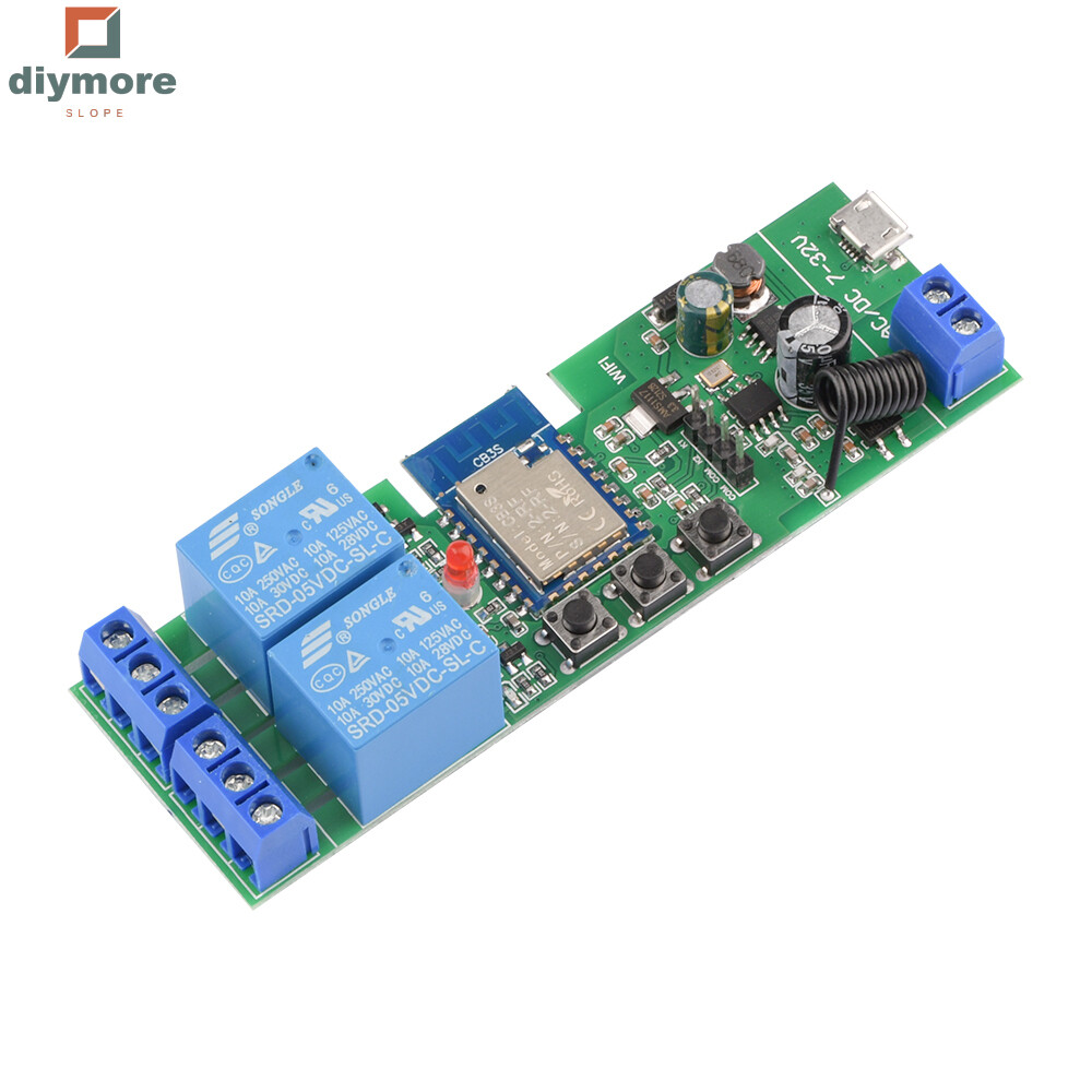 Ziqqucu  dốc USB5V/DC7-32V 4 chiều wifi Bộ hỗ trợ điều khiển từ xa mô-đun chuyển đổi hỗ trợ từ xa tuya ứng dụng điều khiển Wifi + 433Mhz điều khiển từ xa RF