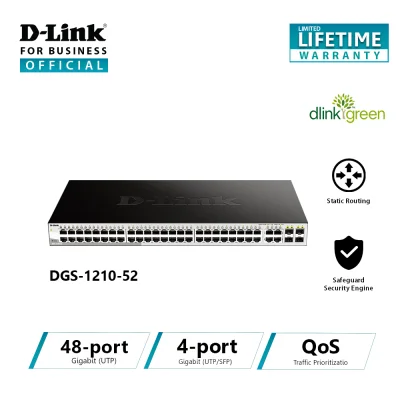 D-Link DGS-1210-52 52-Port (4-Port SFP) Layer 2 Smart Managed Gigabit Switch