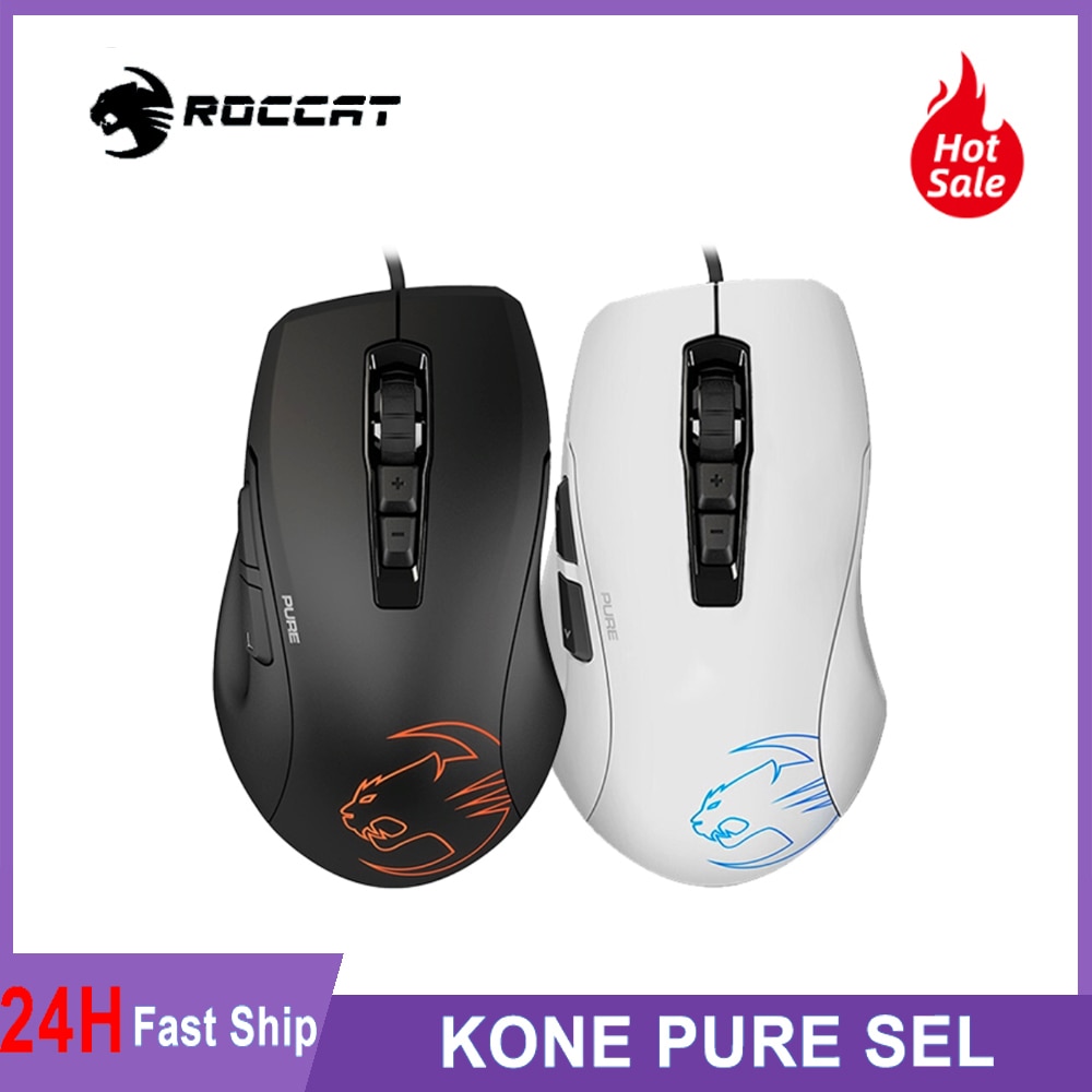 Roccat Kone Pure Sel Ergonomic Gaming Mouse (5000 Dpi Optical RGB Lighting Ultra Light) Black, ROC-11-723
