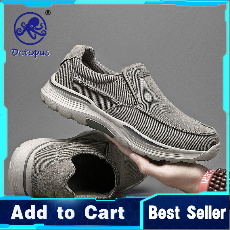 Octopus Men's Comfortable Casual Shoes, Non-slip Cushioning Walking Shoes, One-foot Large Canvas Shoes, 45 Feet Wide and Fat 46 Extra Large 47 Lightweight Soft-soled Sports Shoes 48 Lazy Shoes