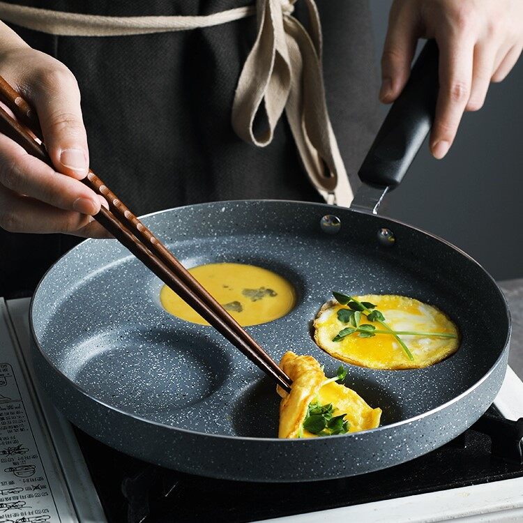 Vision Four-Hole Omelet Pan For Eggs Ham Pan Cake Maker Frying Pans No Oil-Smoke Breakfast Grill Pan Cooking Pot Multifunction Nonstick Frying Pan