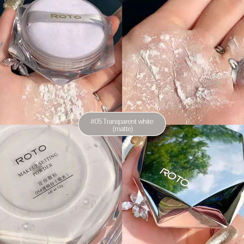 Eryabb 🌸100% Authentic🌸 ROTO Makeup Setting Powder 5 Colors [Loose Powder]，Makeup setting powder oil control long-lasting, waterproof and sweat-proof Loose Powder Waterproof Smooth Soft-velvet Blurring Face Powder