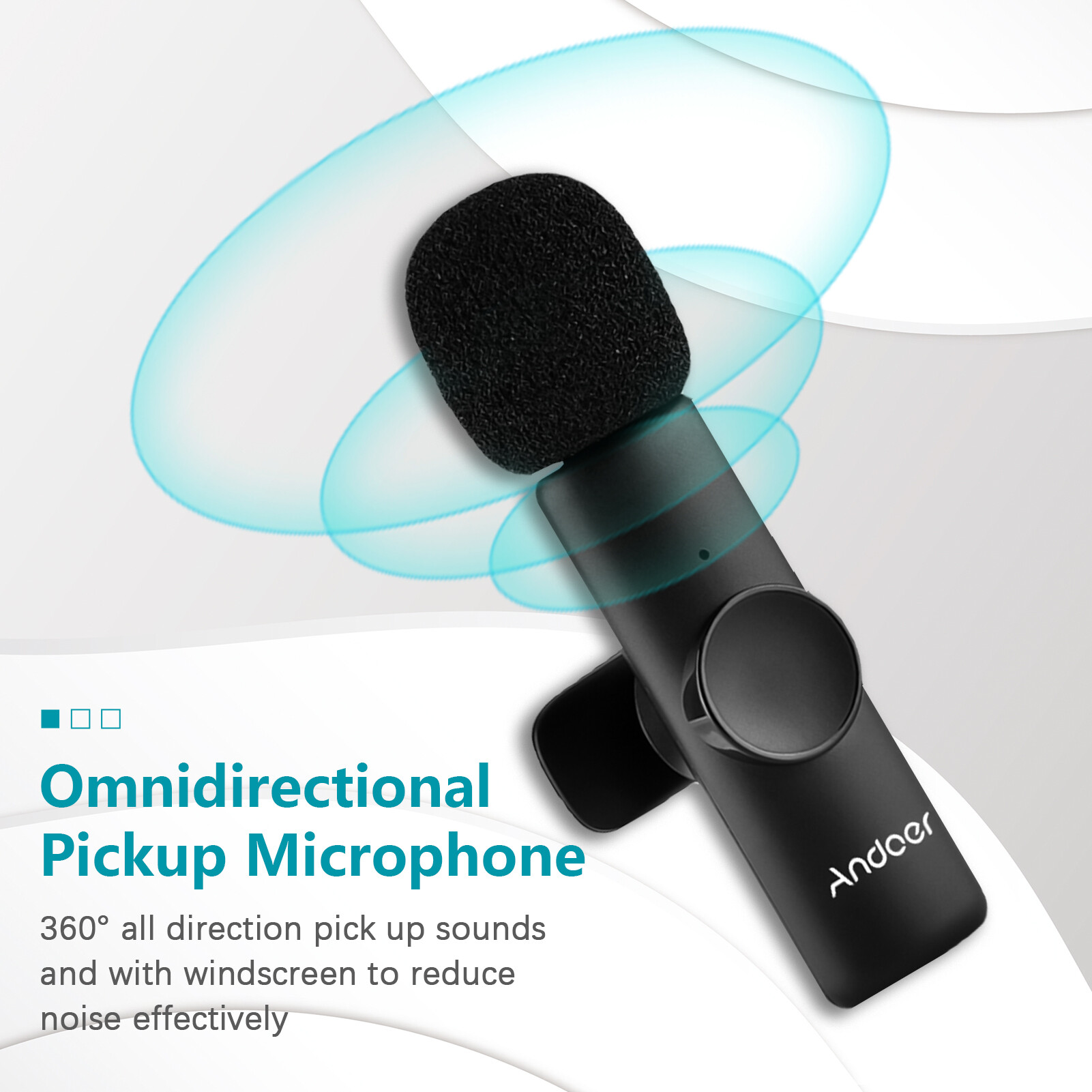 nishore- Andoer One-Trigger-One Mini 2.4G Wireless Microphone System(1 Trans-mitter + 1 Receiver) Clip-on Mic 20M Transmission Range Built-in Batte-ry Plug-and-Play for Type-C Smartphones Tablets Vlog Live Streaming Interview