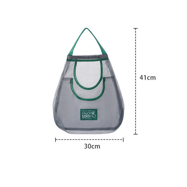 Kitchen Reusable Mesh Storage Bag Washable Foldable Hanging Net Bag Fruit Vegetable String Portable