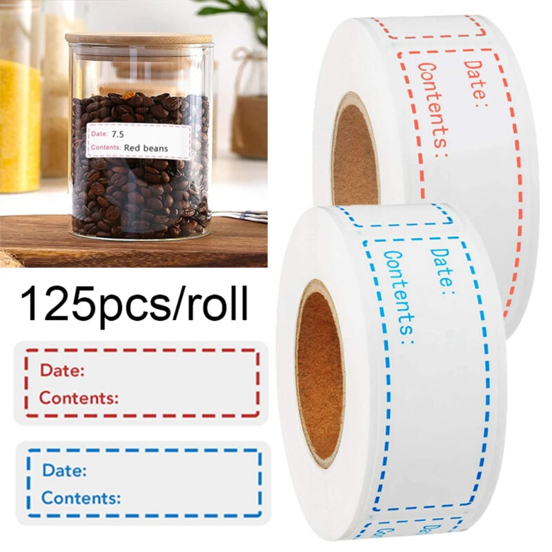 125Pcs/roll Food Storage Date Labels Kitchen Blank Handwritten Classification Labels Stickers Tearable Adhesive Tape Sticker