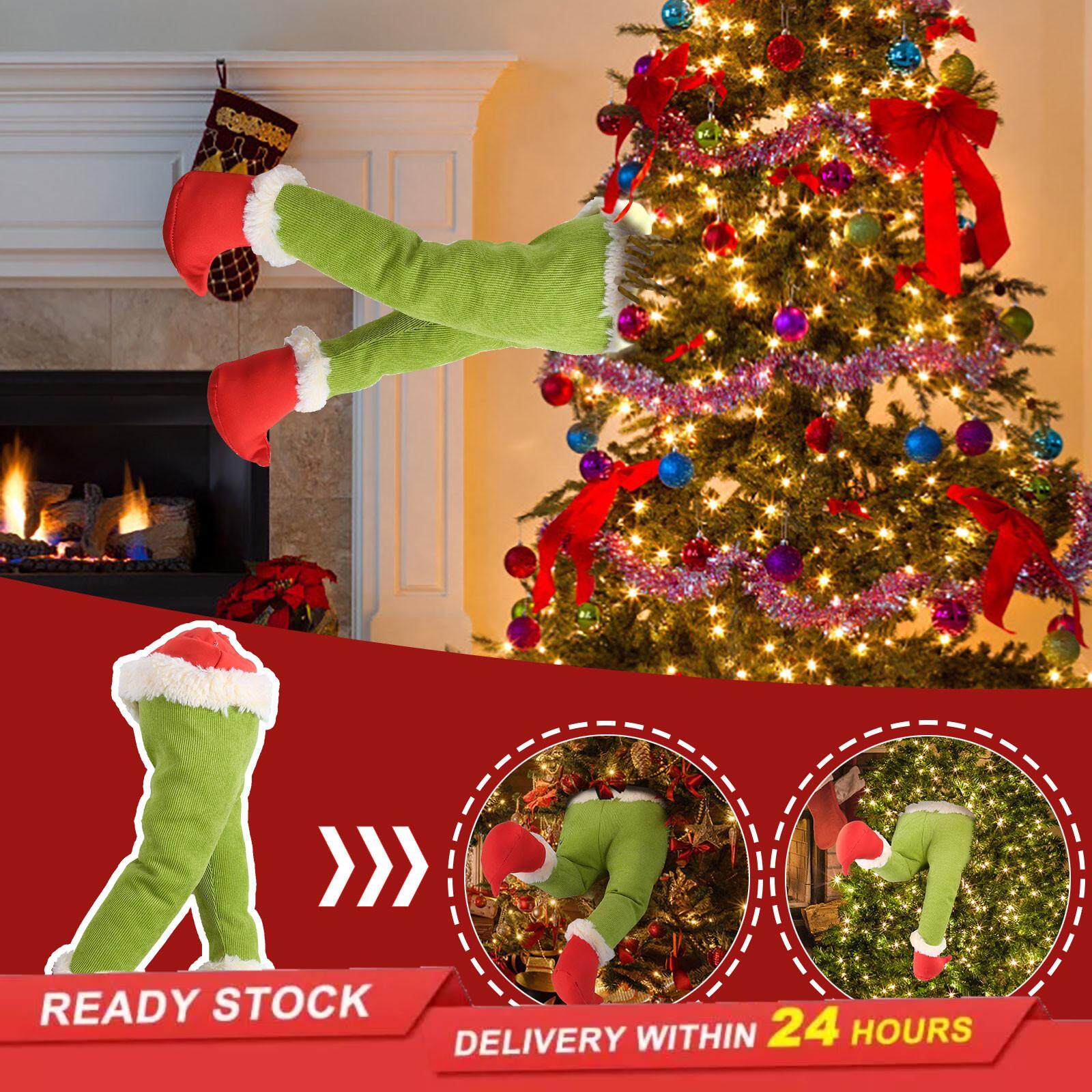 Pickmine]Christmas Tree Thief Garland Prosthetic Leg Jolly Santa Claus Wreath  Decoration for Fireplaces/Door/Garden/Yard | Lazada PH