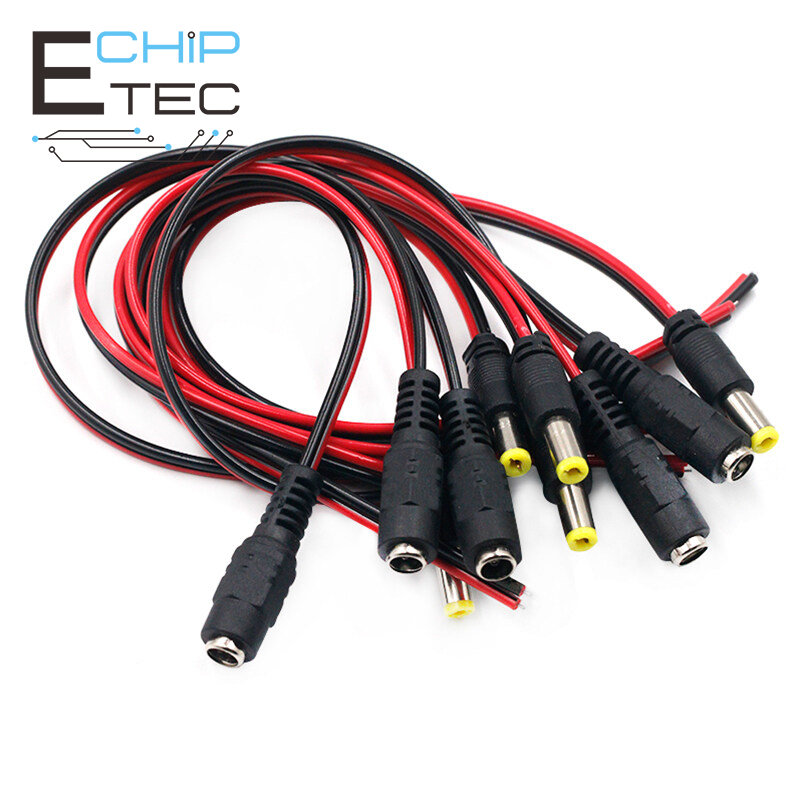 20pcs 5A DC 5.5*2.1 dây nguồn 5pcs DC dây nguồn DC đầu cắm đực 5.5*2.1mm nam và cổng kết nối cái