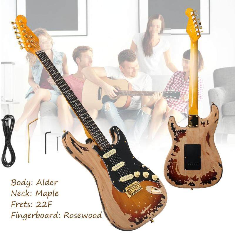 NEW Top Quality Relic SRV Electric Guitar Eged Hardware Alder Body Sunburst Malaysia