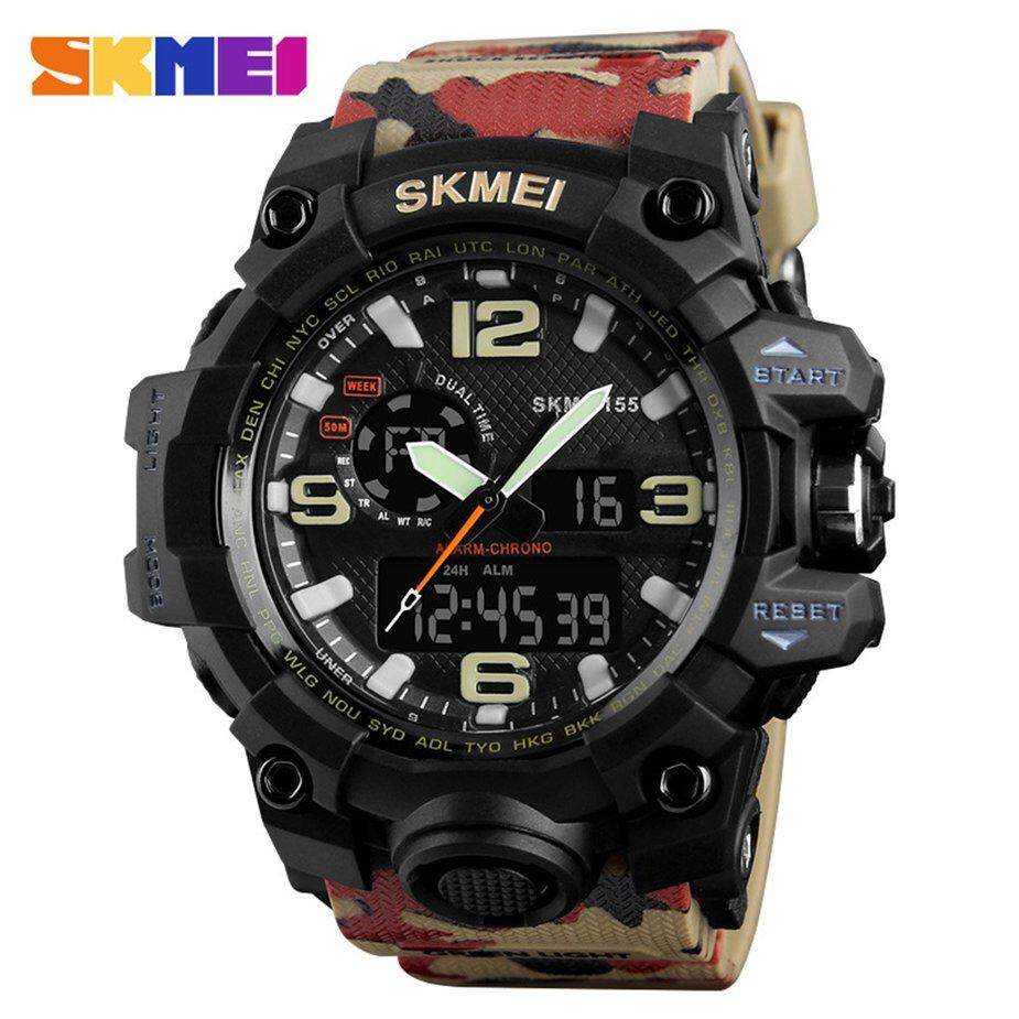 Hot Sale SKMEI 1155 Camouflage Color Men Sports Watch Luminous Men Pointer Digital LED Watch 5ATM Waterproof Military Wristwatch Malaysia