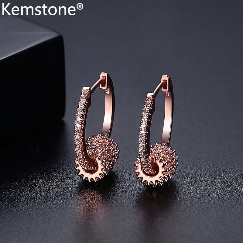 Kemstone Khuyên Tai Nữ Mạ Vàng Hồng Pha Lê Trắng Đen Ngọt Ngào Trang Sức Quà Tặng Cho Phụ Nữ