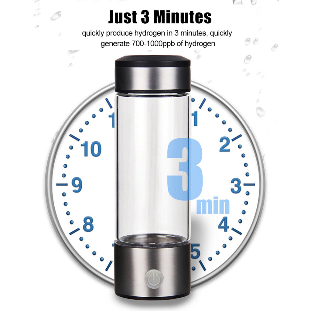 420ml 3mins Portable Hydrogen-Rich Water Cup Ionizer Maker/Generator Rechargeable Super Antioxidants ORP Hydrogen Bottle