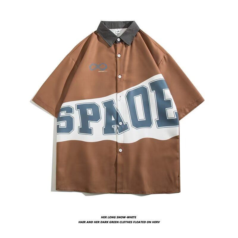 Hanlu New men's casual shirt Short sleeves with lapels Shirt jacket Trendy T-shirt Japanese shirt