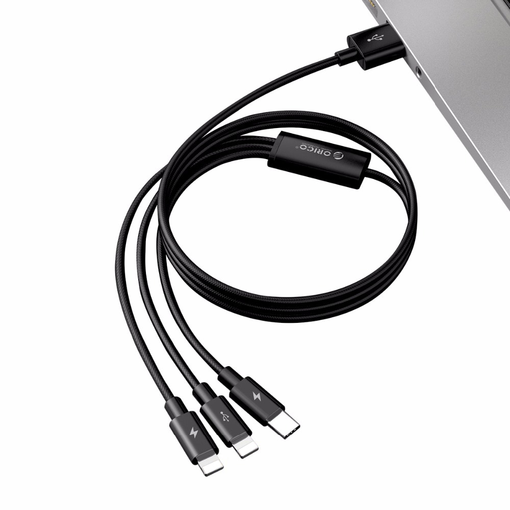 ORICO 1.2M 3 in 1 USB Cable, USB Type C Cable for iPhone 14 13 Pro Max 12 11, USB-C Micro USB Cable Fast Charging Xiaomi Samsung Huawei 3A