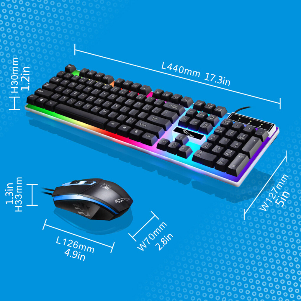 G21 USB Wired Keyboard Mouse Set LED Color Backlight Gaming Computer Mouse Keyboard