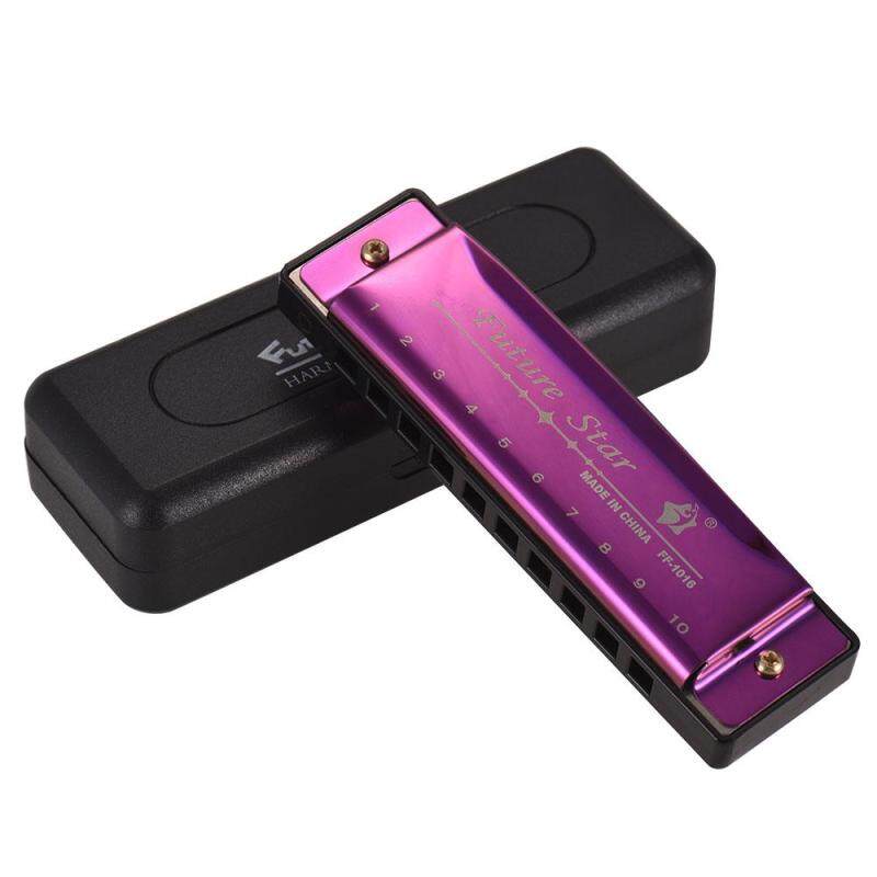 Key of C Diatonic Harmonica Mouthorgan with ABS Reeds Mirror Surface Design 10 Holes Blues Harmonica Perfect for Beginners Professional Students Kid Gold Malaysia
