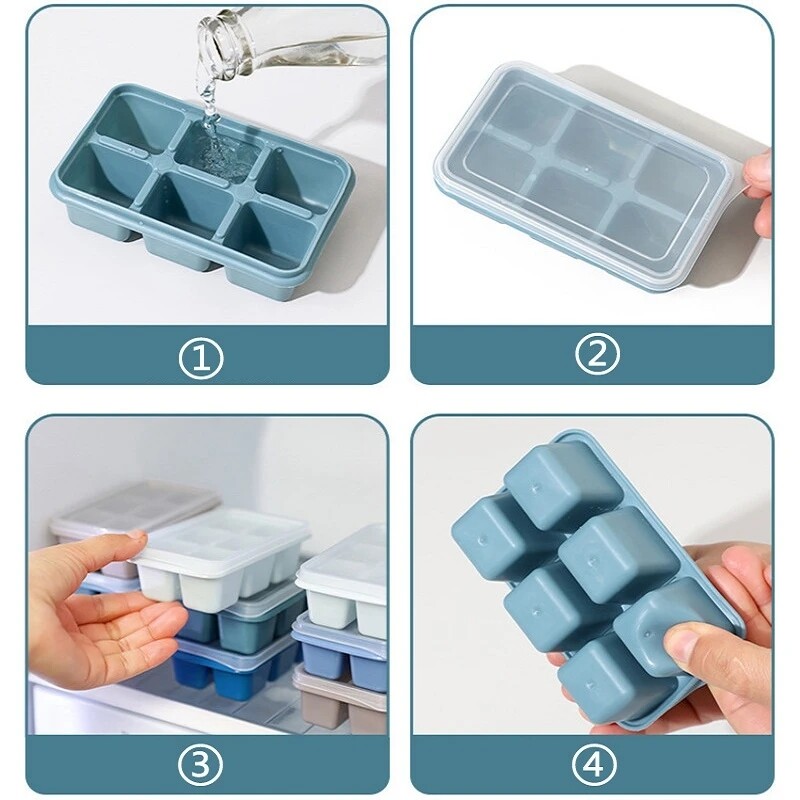 Silicone Ice Cube Maker Form for Ice Candy Cake Pudding Chocolate Molds Easy-Release Square Shape Ice Cube Trays Molds