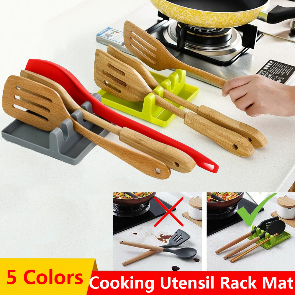 YESPERY Kitchen Cooking Utensil Rack Mat Heat Resistant Spatula Holder Storage Shelf Spoon Rest Tableware Holder Draining Rack Mat Organizer Multifunction Kitchen Cooking Tools