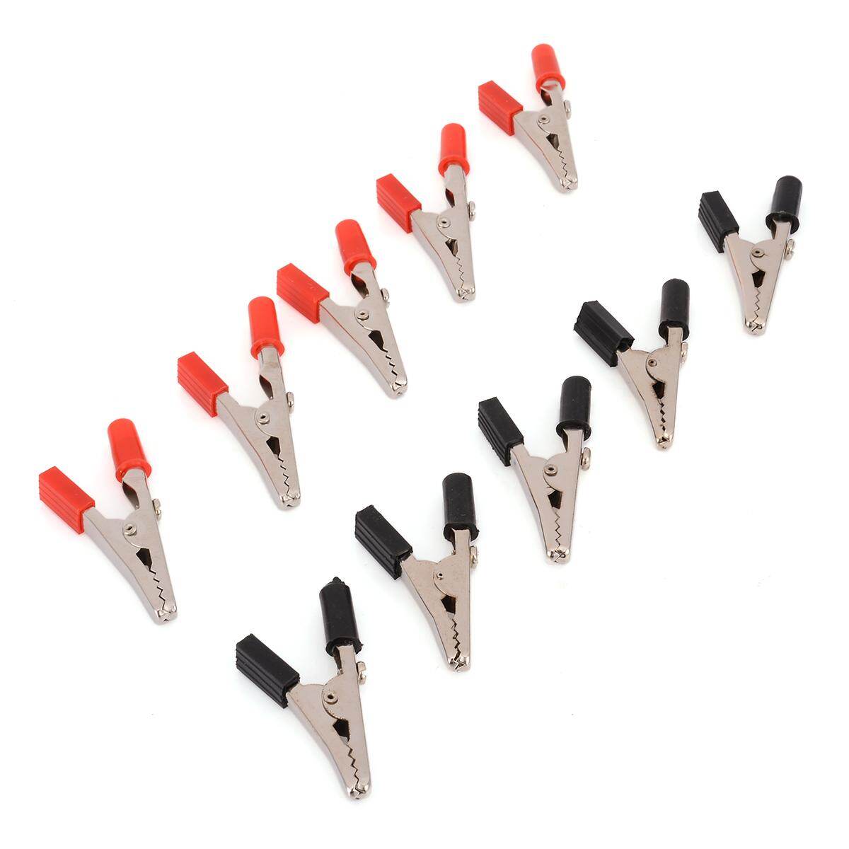 BOKALI 10pcs Black/Red 10A Heavy Duty Crocodile Alligator Clips PAIR Test Leads/Wires