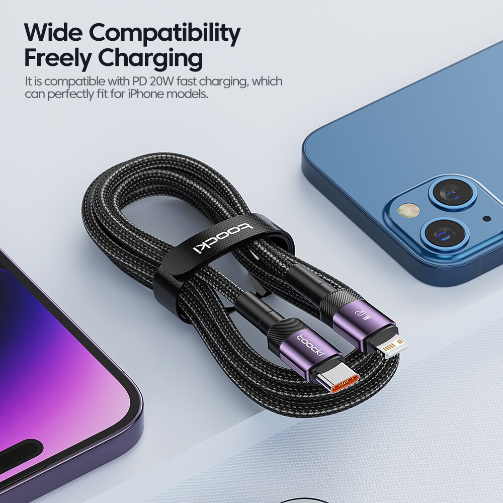 Toocki Cáp PD 20W USB C Sang Lightning Cáp USB Type C Sạc Nhanh Dây Dữ Liệu Cho iPhone 14 13 12 11 Pro Xs Max iPad Macbook