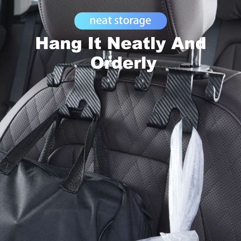 SEAMETAL Car Seat Back Hook Multi-function Carbon Fiber Car Headrest Hook Upgrade Version Storage Holder Hooks