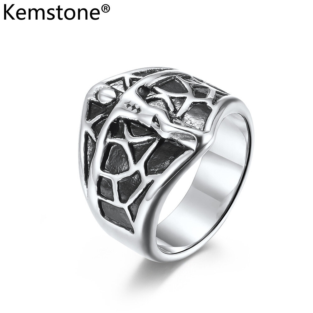 Kemstone Stainless Steel Vintage Goddess Male Ring Jewelry Gold Silver