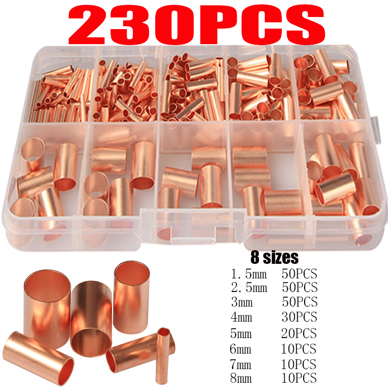 230 cái khớp nối ống đồng ép lạnh khớp nối ống đồng nhỏ đầu nối dây điện trực tiếp 1.5/2.5/3/4/5/6/7/8 mm²