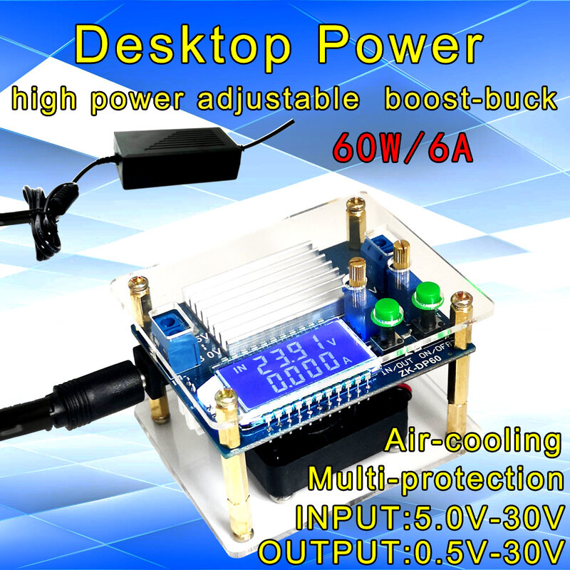 DC DC Automatic Boost/Buck Converter CC CV Power Module 0.5-30V 6A 60W Adjustable Regulated Power Supply Voltmeter Ammeter