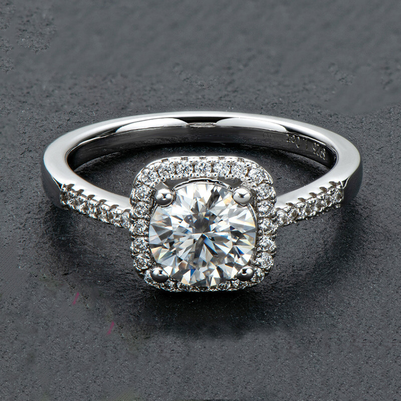 Classic Laboratory Diamond Square Ring 1 Carat D Moissanite Passes Diamond Testing S925 Silver High Grade Jewelry Wedding Ring Engagement Ring Women's Gift