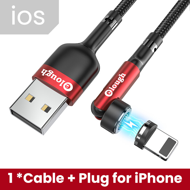 Elough 3A 540 Rotating Magnetic Cable Micro USB Cable Suitable for iOS Mobile Phone Android Fast Charging Magnet Charger Mobile Phone Cable