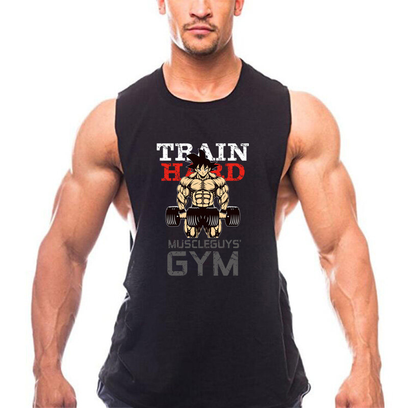 Muscleguys Men's Sports Stringer Sleeveless T-Shirt Bodybuilding Clothing Fitness Loose Breathable Tank Top