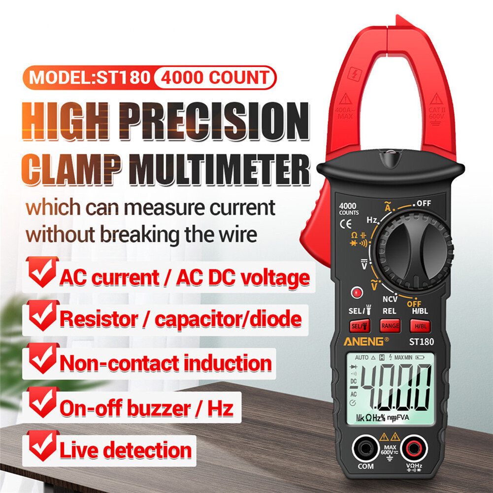 ST180 4000 Counts Digital Current Clamp Meter AC Ohm NCV Multimeter Tester
