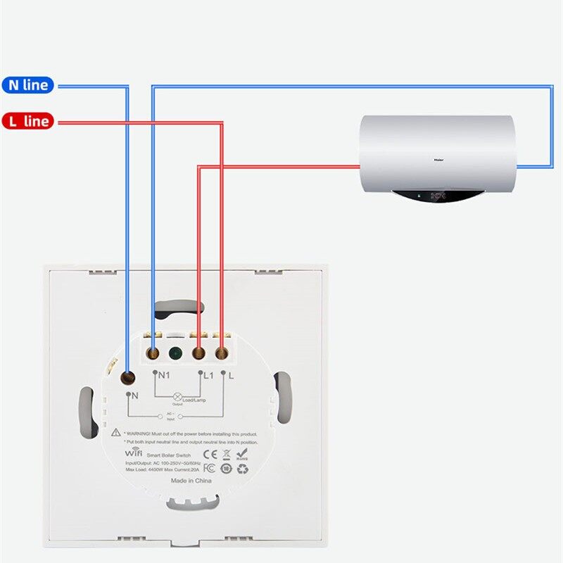 Elesky TUYA 20A Water Heater Switch Smart Wifi Touch Wall Switch Timing Remote Control Work With Goog le Home And Alexa EU/US