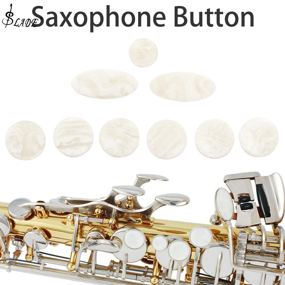 SLADE 9pcs/set Saxophone Finger Buttons Pearl Real Abalone Shell Repair Parts Sax Replacement Inlays Keys