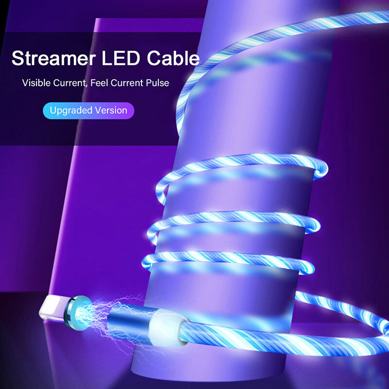 AKABEILA Glow LED Lighting Fast Charging Magnetic USB Type C Cable Magnetic Cable USB Micro Charger Cable Wire for iPhone Huawei Samsung